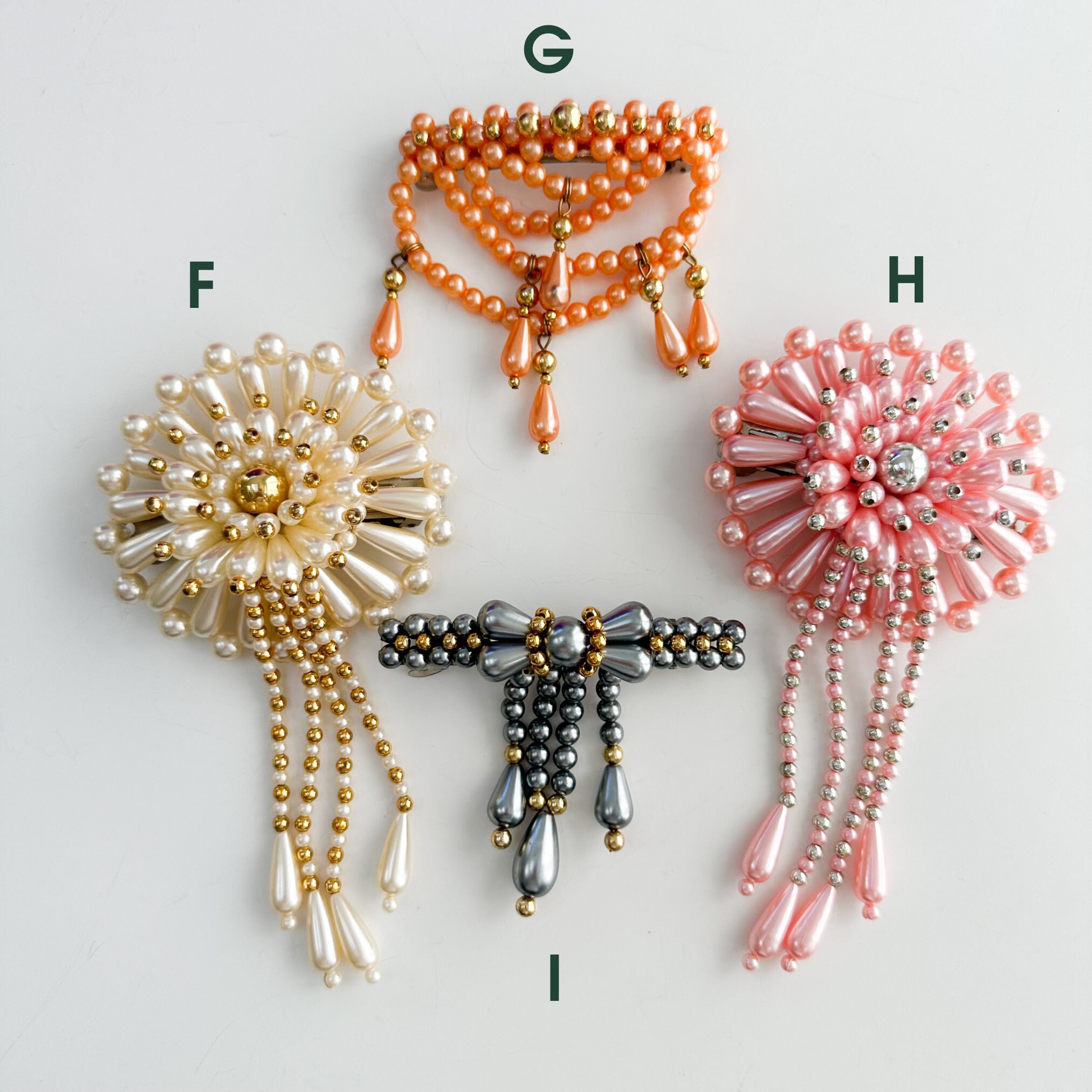 Vtg. hair clip; heavily beaded. Vintage 1980s Beaded Pearl Hair Clip, Statement Hair Clip  main image 4