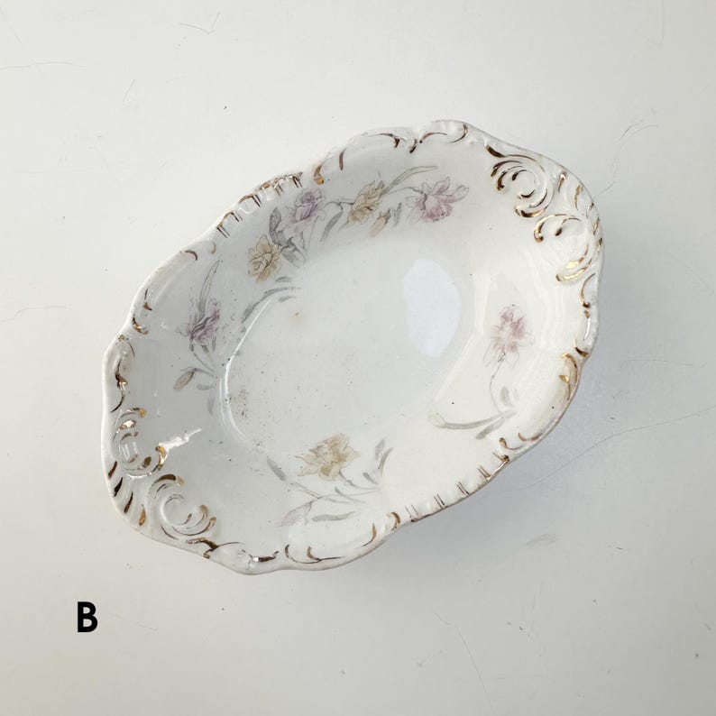 Antique Henry Alcock & Co. Semi-Porcelain Soap Dish Made in Cobridge England Sold Separately, Vintage White Floral Soap Dish Oval B