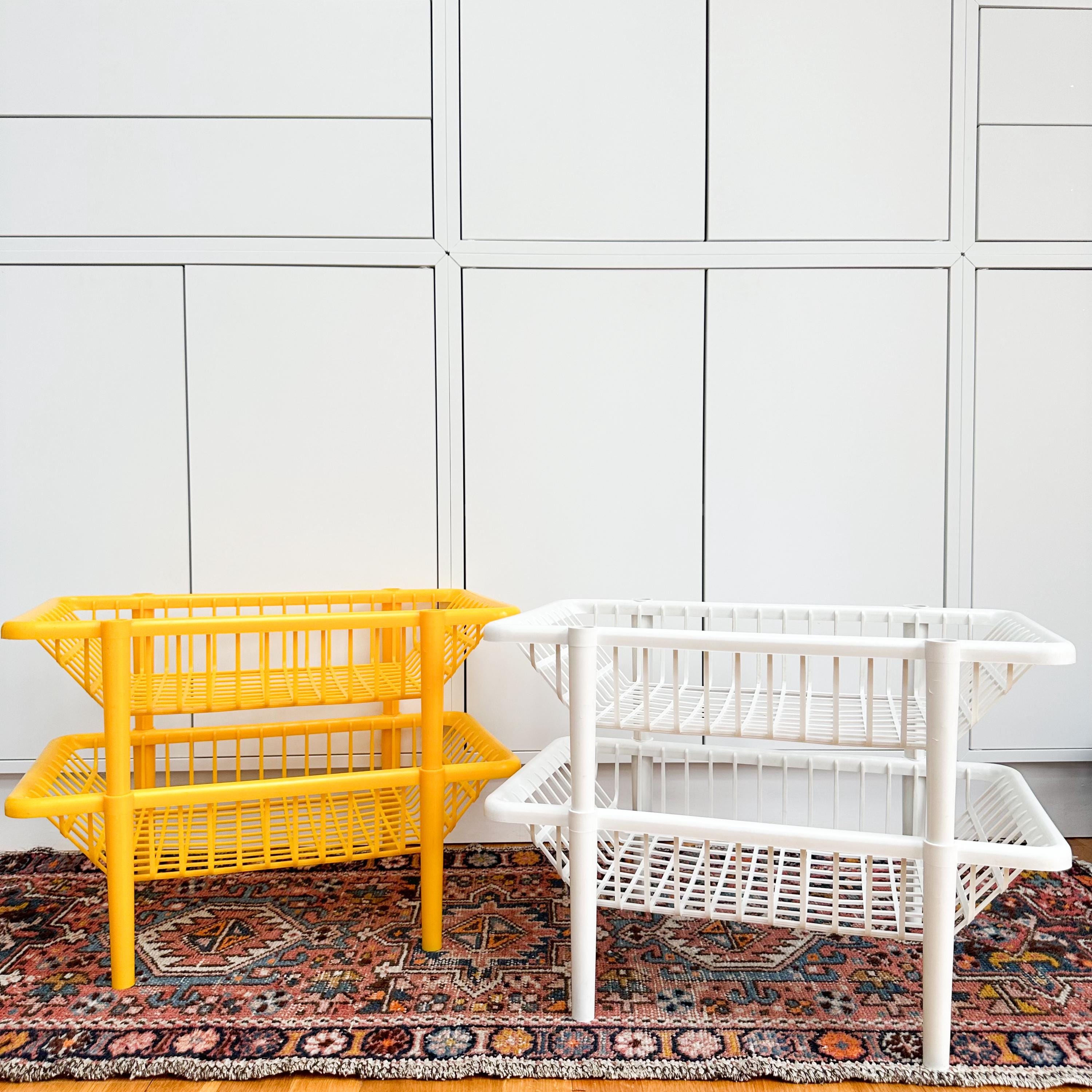 Vintage Kartell Beylerian Yellow or White Stacking Basket Set