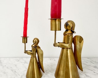 ヴィンテージ真鍮エンジェルキャンドルホルダーとスナッファー