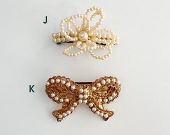Vintage 1980s Beaded Pearl Hair Clip, Statement Hair Clip  display picture 1