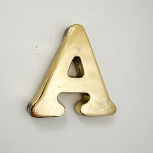 Vintage Gold Metal Letter A Paperweight, Typography Letter A, Vintage Brass Alphabet Letter A