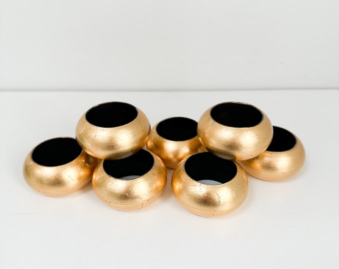 Vintage Gold and Black Napkin Rings Set of 8. Vintage Gold Napkin Rings