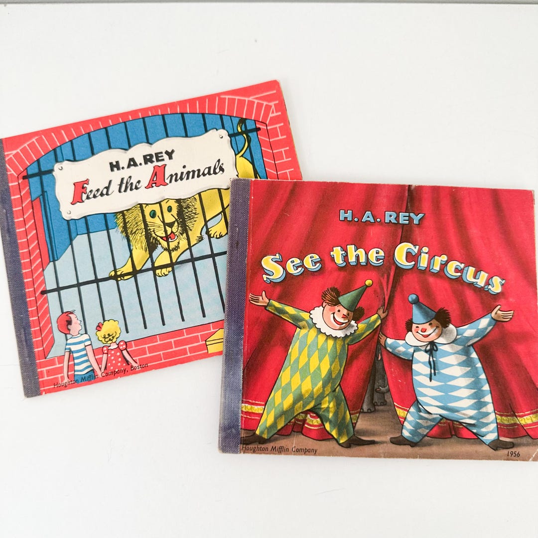 H.A. Rey Feed the Animals, H.A. Rey See the Circus 1956 Lift the Flap ...