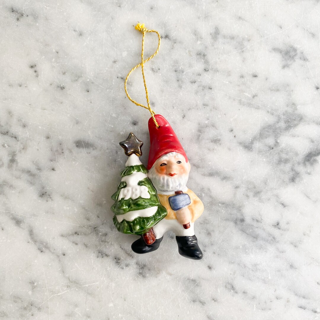 1988 Vintage Gnome Christmas Ornament by Goebel West Germany, Christmas Gnome Tree Ornament