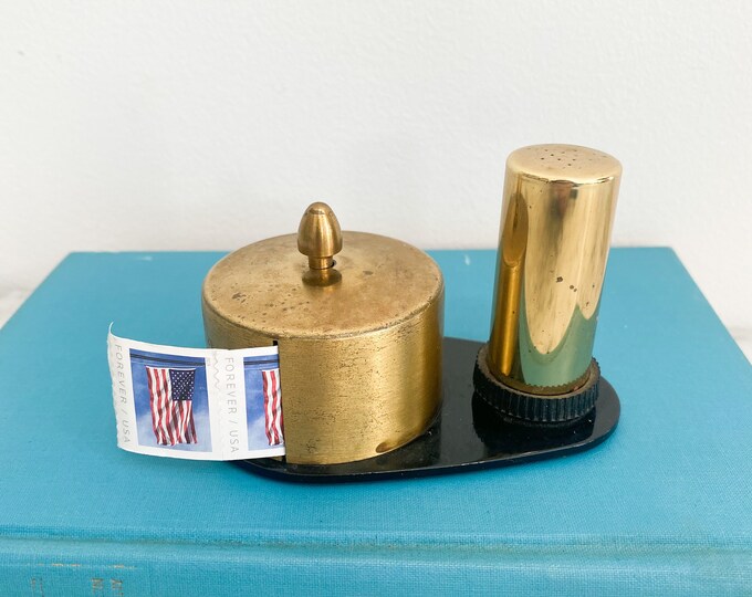 Vintage Postage Stamp Roll Dispenser. Postage Stamp Keeper. Round Stamp