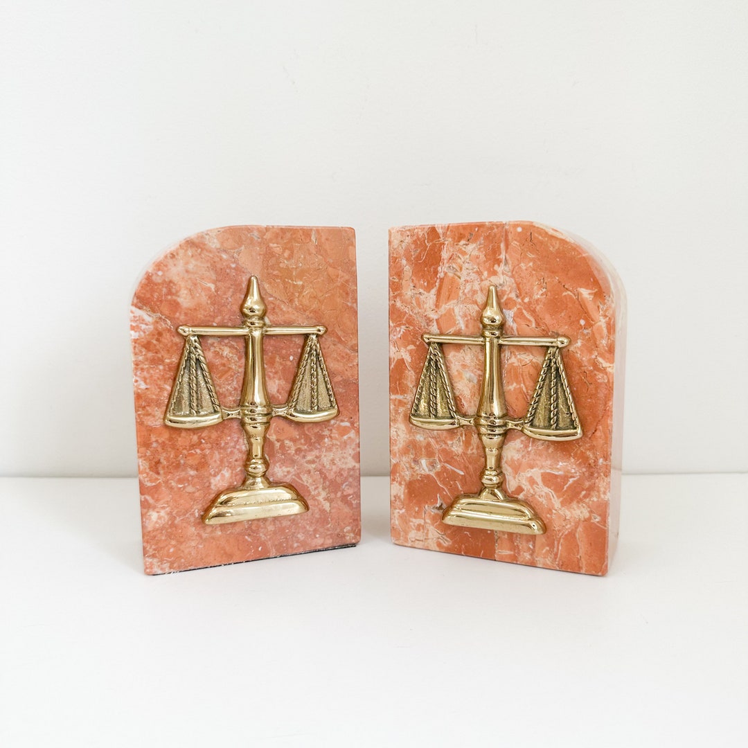 Vintage Scales of Justice Orange Marble Bookends Marble and Etsy