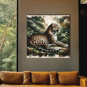 Leopard Oil Painting Canvas Print: Jungle Wildlife Art