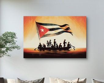 Cuban  Rafters, A Journey of Hope, Canvas & Rolled Poster, A Tribute to Cuban Balseros, A Tribute to Bravery, Freedom, Cuba Libre, SOS Cuba