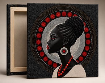 Lienzo decorativo con estampado de mujer africana, retrato de mujer negra, decoración moderna afrocéntrica.