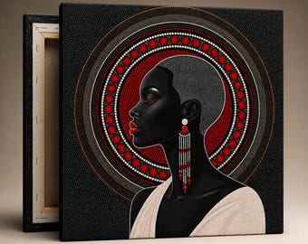 Lienzo decorativo con estampado de mujer negra afrocéntrica para pared, retrato africano moderno.