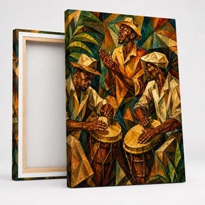 Afro Cuban Drummers Wall Art, Latin American Art, Jazz Poster for Music Room