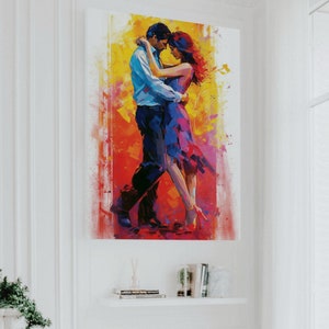 Romantic Rumba Dance Canvas Art: Vibrant Pop Art Couple