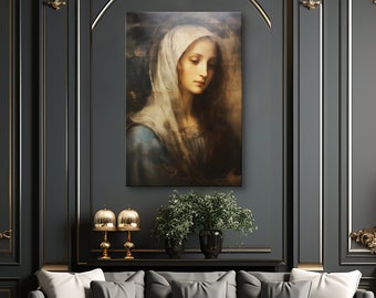 Vintage Virgin Mary Art  Canvas Framed Posters and Rolled Poster  Catholic Art Decor Our Lady of Grace Art Catholic Art Prints