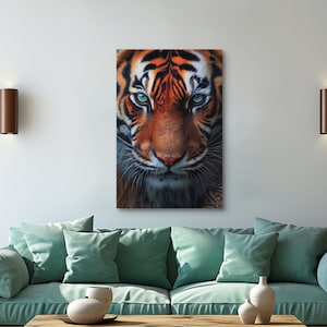 Tiger Close Up Canvas Posters Acrylic Prints Colorful wildlife animal Illustration apartment decoration feline wall art statement piece