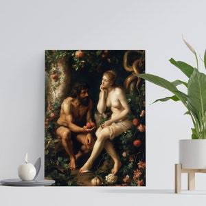 Adam and Eve Canvas Print: Garden of Eden Biblical Art