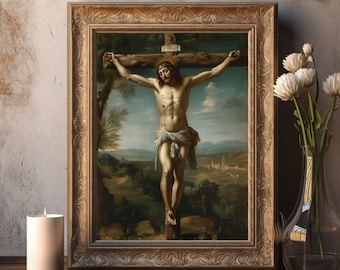 PRINTABLE Crucifixion Christ Digital Art Christian Print Religious Calvary Christ Digital Crucifixion Scene Jesus Religious Spiritual Decor