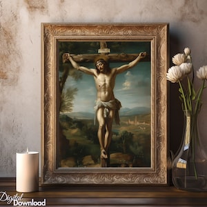 PRINTABLE Crucifixion Christ Digital Art Christian Print Religious Calvary Christ Digital Crucifixion Scene Jesus Religious Spiritual Decor