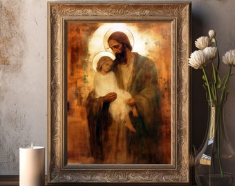St. Joseph and Young Jesus Print: Religious Home Decor (Digital Download)
