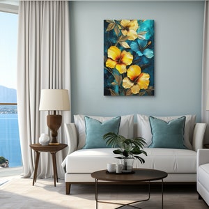 Yellow Hawaiian Hibiscus Wall Art: Tropical Floral Canvas