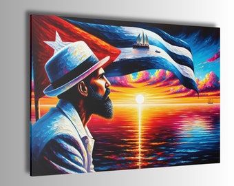 Nostalgia on the Horizon. Canvas & Rolled Poster Artwork, A Tribute to Cuban Balseros, A Tribute to Bravery, Freedom, Cuba Libre, SOS Cuba