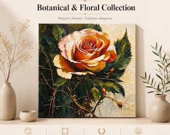Rose Oil Painting Wall Art – Floral Canvas or Poster