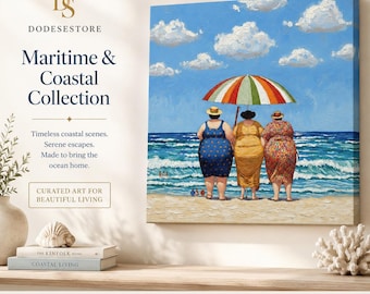 Tropical Beach Canvas Art, Seaside Painting, Summer Ocean View, Beach House Decor