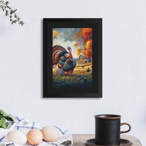 Türkei digitale Kunst, druckbare Herbst Bauernhaus, Herbst-Wanddekor, Thanksgiving-Dekor, herunterladbare Kunst, Leinwand, Poster