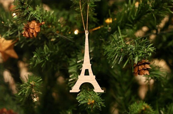 Eiffel Tower Christmas Ornament Personalized Wood Christmas Etsy