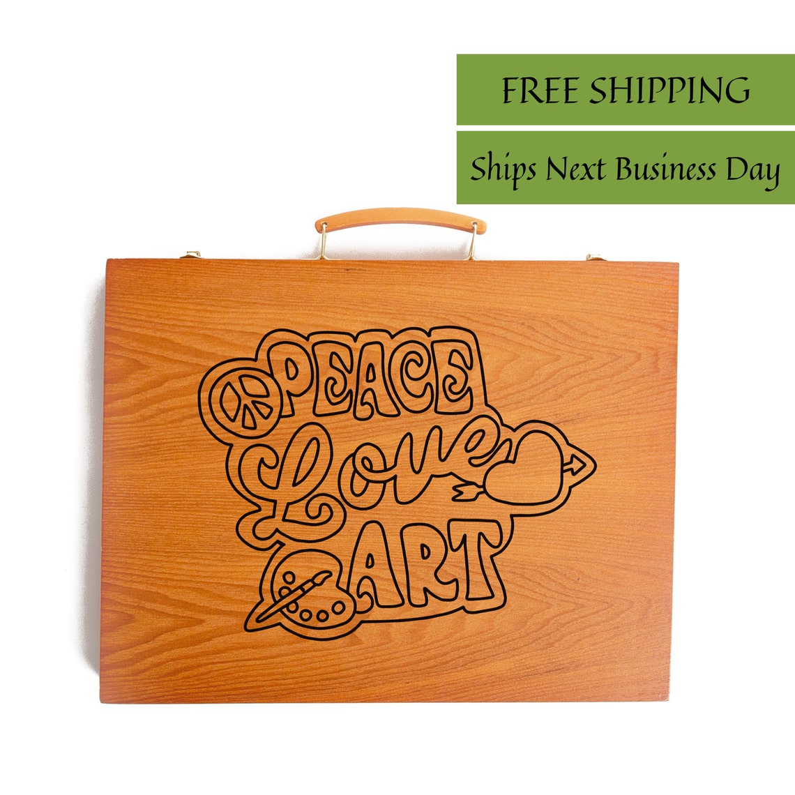 Engraved Wooden Art Box With Supplies Unique Birthday and Etsy