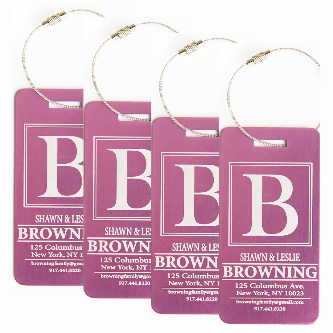 Personalized Luggage Tags set of 2/4, Rose Sturdy Metal Bag Tags for
