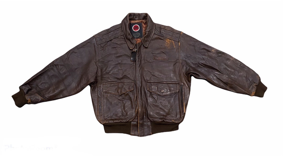 Vintage Military Leather Jacket A2 Type Lucky Strike Military Design