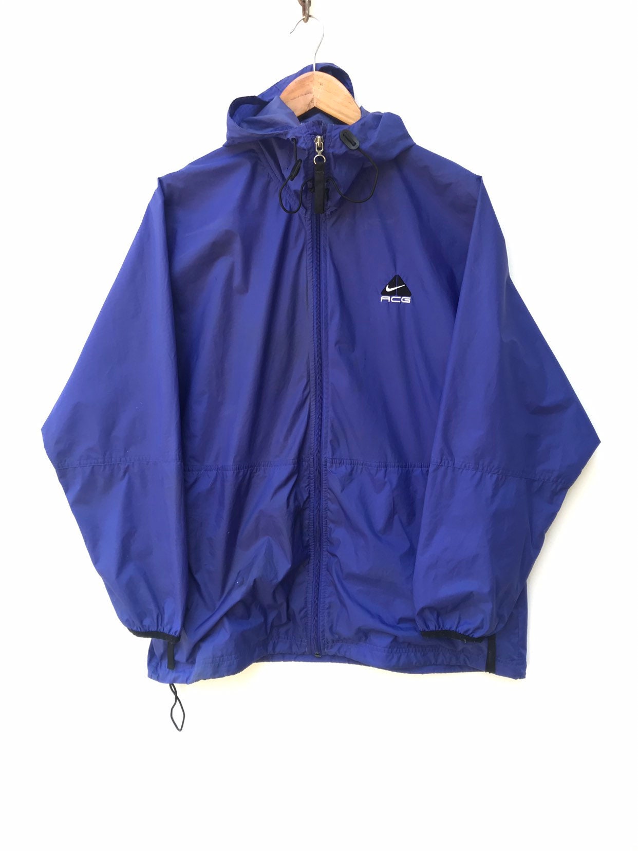 Vintage Nike ACG Windbreaker Jacket Ocean Blue Big Logo Good Condition Pinwheel Air Jordan Hip Hop Size M Rare Etsy