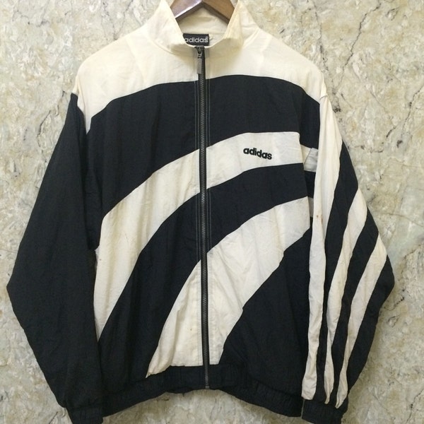 Vintage Adidas Trefoil Windbreaker,  Zebra Design, Casual, Hip Hop, Tennis, Soccer, Size M Rare