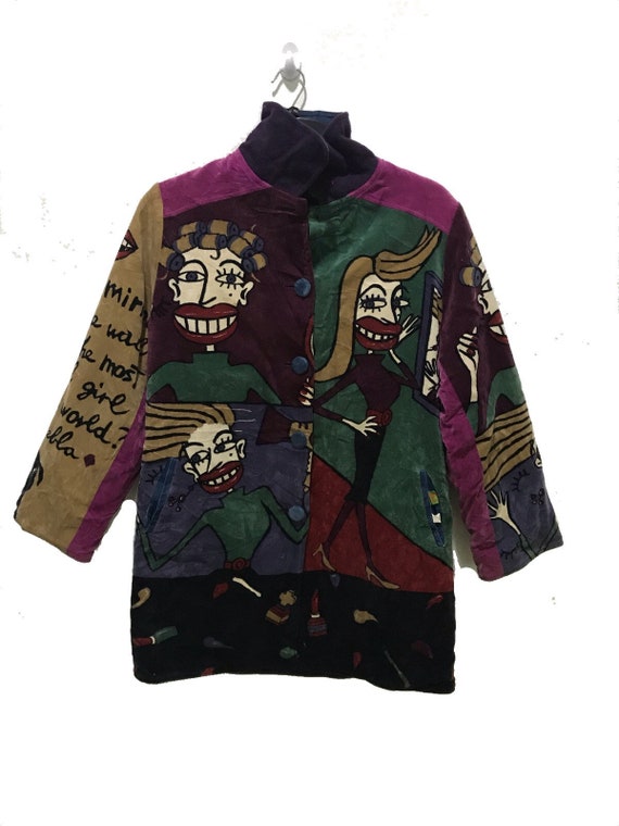Vintage Picasso Tyle Jacket Casual Multi Color Car