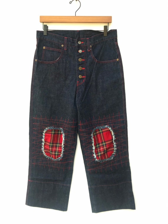 kapital punk rock plaid patched denim