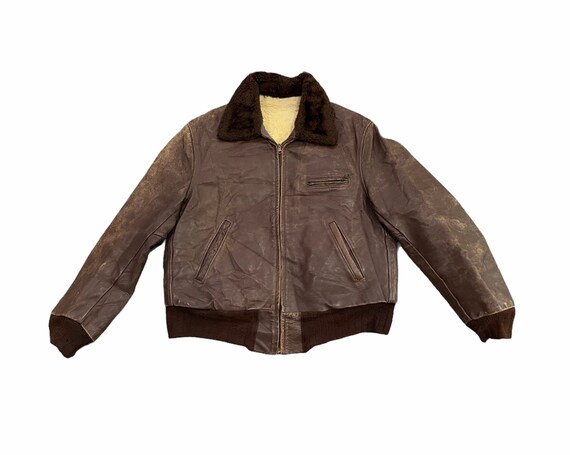 Buy Vintage 50s Leather Jacket Conmar Zipper Sherpa Inner Rare