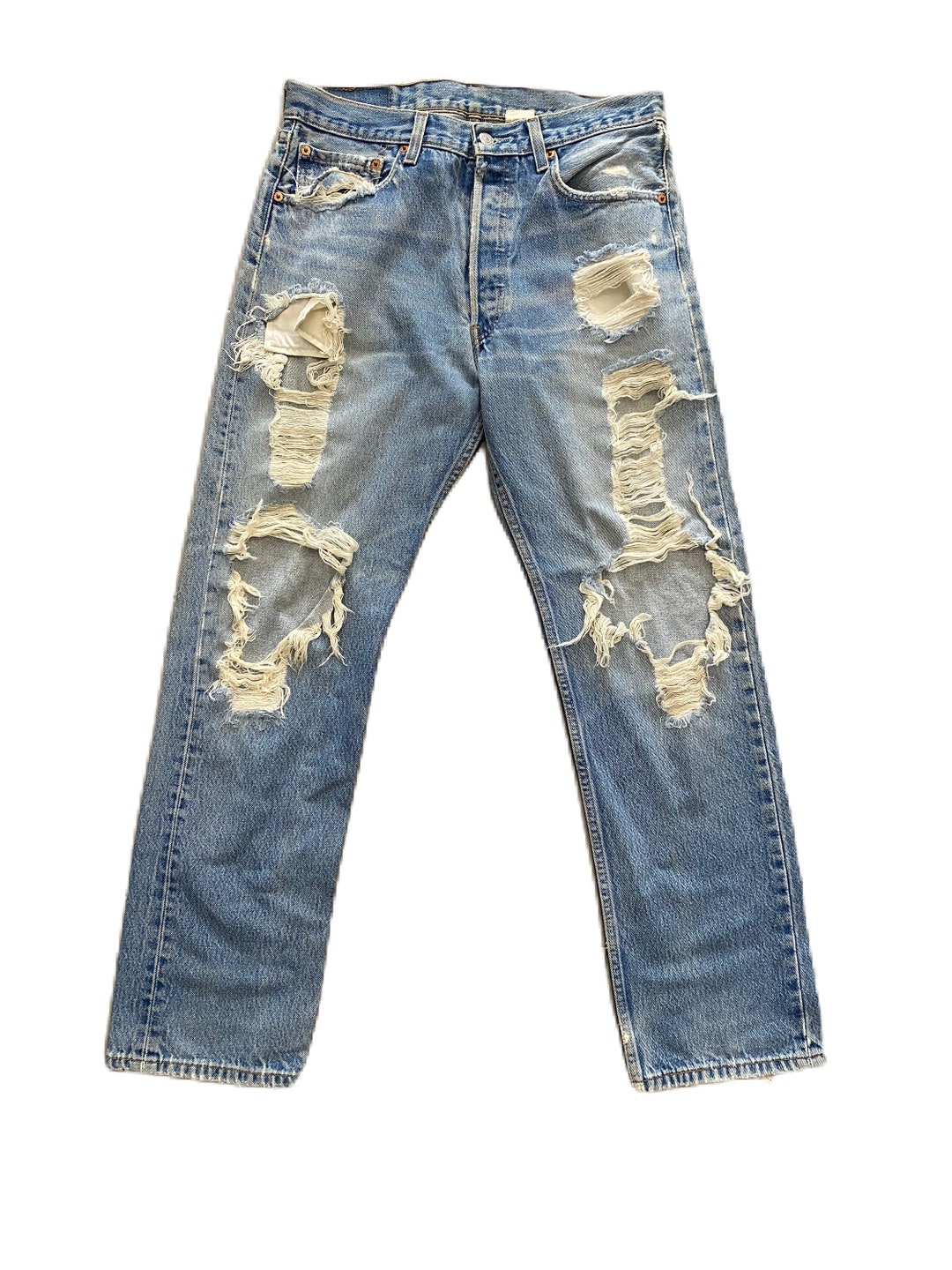 Vintage 90s Thrashed Levis 501 Kurt Cobain Style Denim