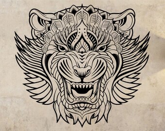 Tiger Modern Tribal Vinyl Wall Decal Sticker Art Decor Bedroom Design Mural