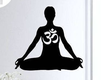 Meditation Yoga Wall Decal 2 Om Sticker Art Decor Bedroom Design Mural interior design buddha namaste yoga peace lotus flower OM ohm