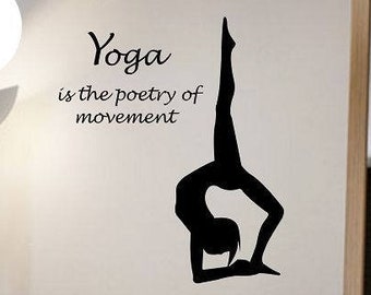 YOGA is the Poetry of Movement Quote Wall Decal Vinyl Sticker Art Decor Bedroom Design Mural interior namaste