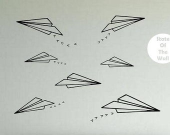 Paper Airplane Wall Decal: Vinyl Art Decor for Kids Room