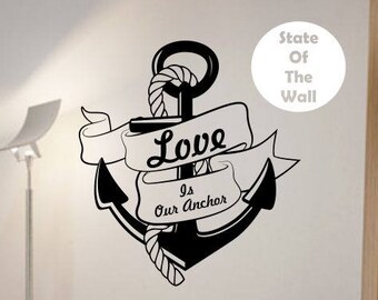 Pin up Girl Vinyl Wall Decal Beautiful Art Anchor Marine Style Room ...
