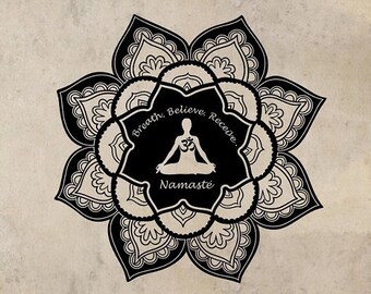 Yoga Mandala Wall Decal: Namaste Flower Vinyl Art