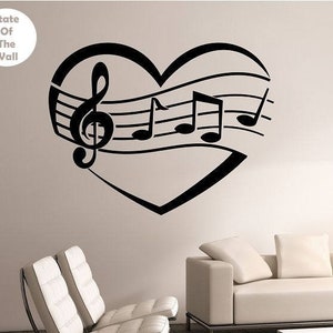 I Heart Music Wall Decal Vinyl Sticker Art Decor Bedroom Design Mural interior design music notes love image 1