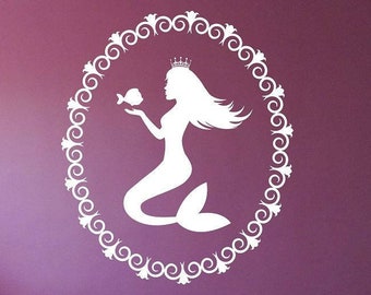 Mermaid Wall Decal PRINCESS Sticker Art Decor Bedroom Design Mural interior design kids room  ocean sea beach home decor