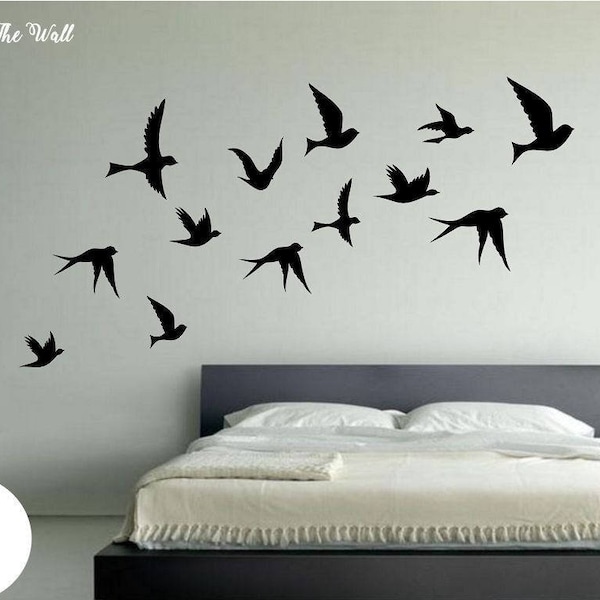 Flying Birds Wall Decal Vinyl Sticker Art Decor Bedroom Design Mural interior design flock of birds