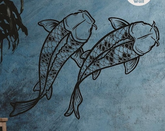 Koi Fish Wall Decal: Japanese Art Vinyl Mural