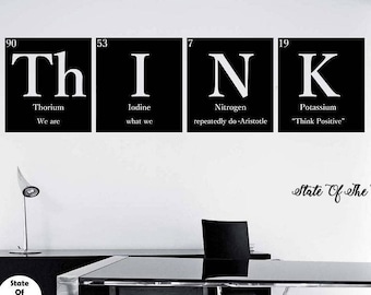 Think Wall Decal - Periodic Table Decal - Elements Vinyl Decal ...