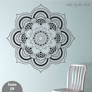 Mandala Wall Decal Flower namaste Vinyl Sticker Art Decor Bedroom Design Mural flower Buddha namaste yoga living room image 1